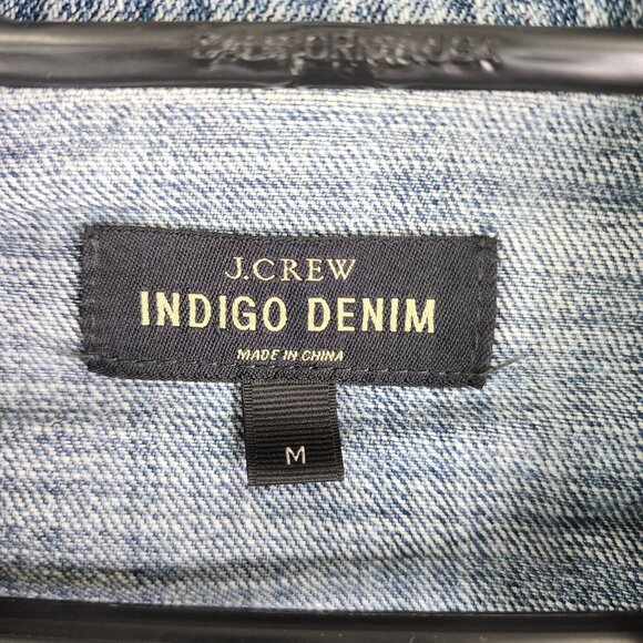 Womens J.Crew Indigo Blue Denim Trucker Jacket Button Up Cotton Classic Style M - Picture 7 of 12